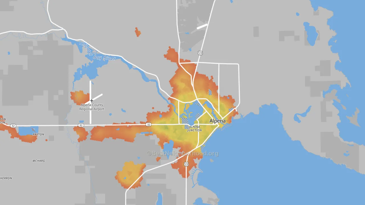 Bike Grade map of 49707, MI