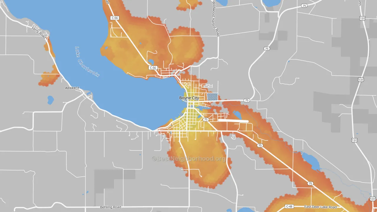 Bike Grade map of 49712, MI