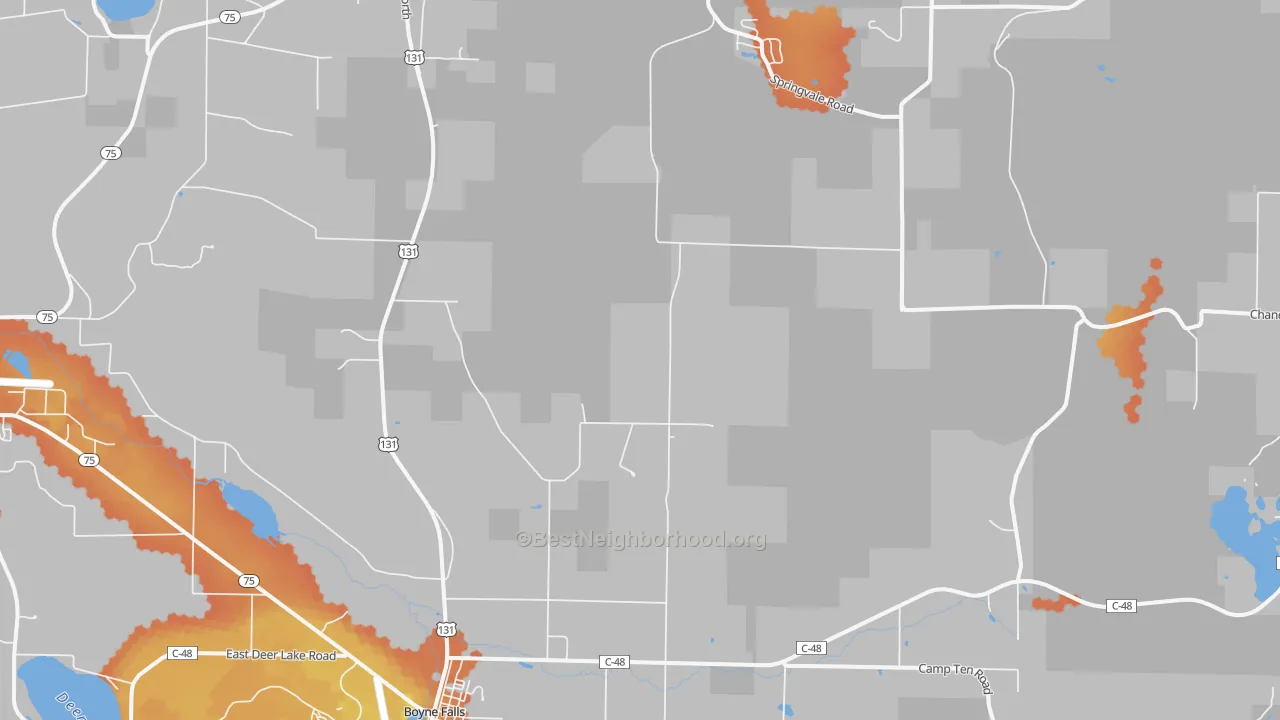 Bike Grade map of 49713, MI