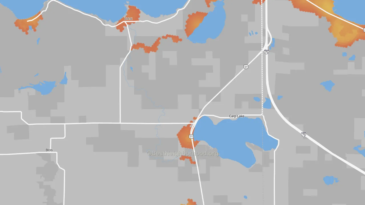 Bike Grade map of 49718, MI