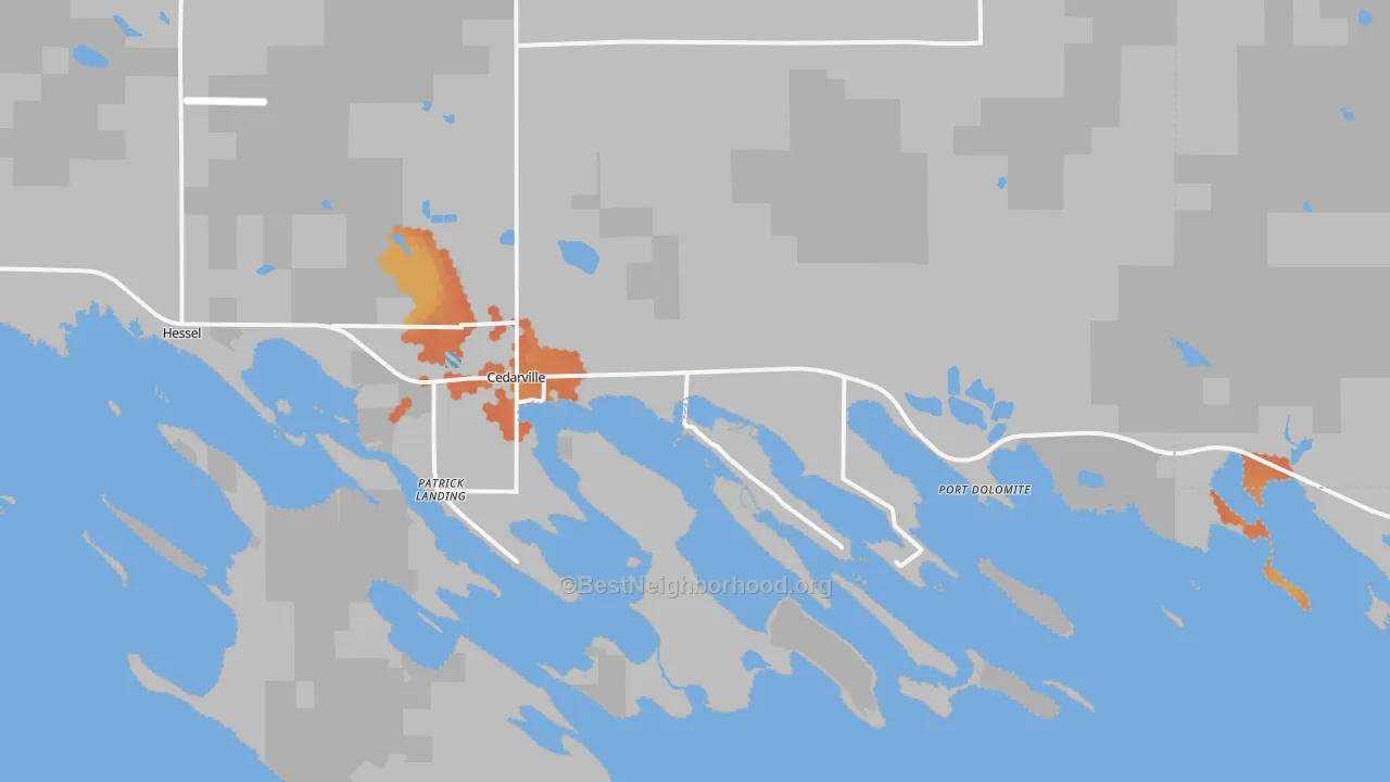 Bike Grade map of 49719, MI