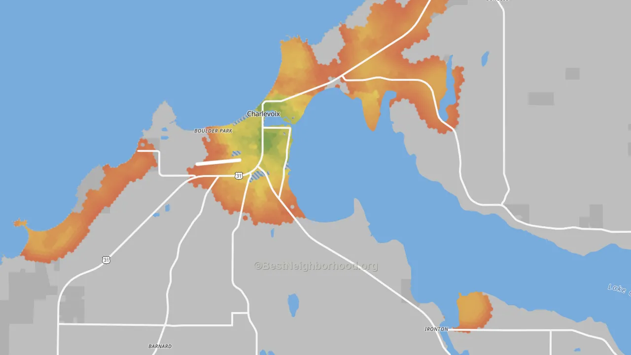 Bike Grade map of 49720, MI