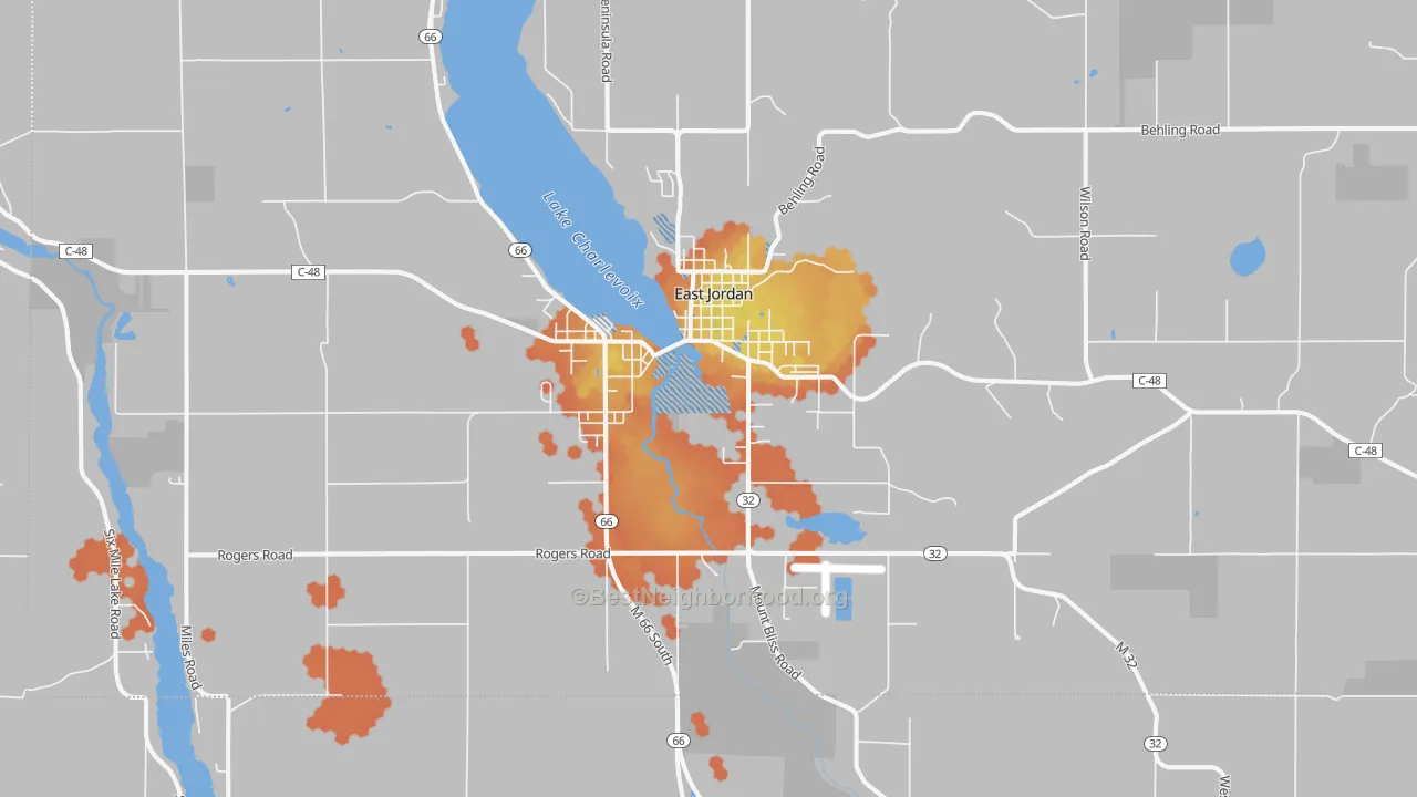 Bike Grade map of 49727, MI