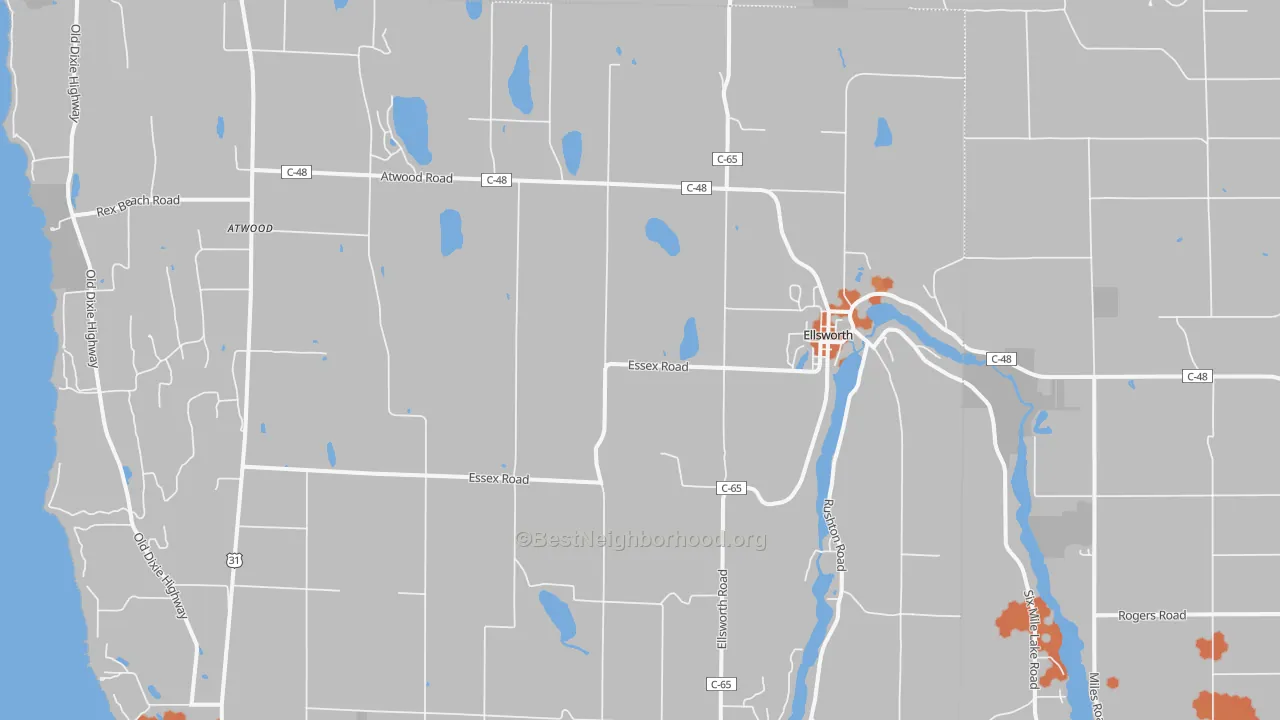 Bike Grade map of 49729, MI