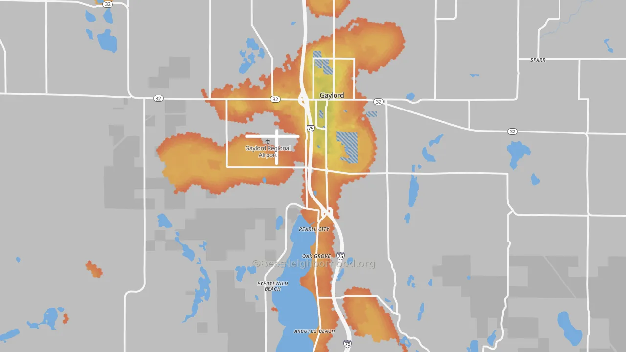 Bike Grade map of 49735, MI