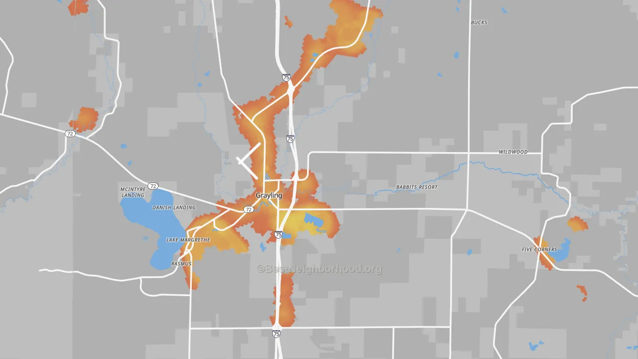 Bike Grade map of 49738, MI
