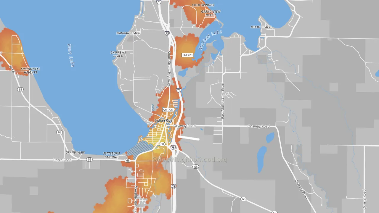 Bike Grade map of 49749, MI