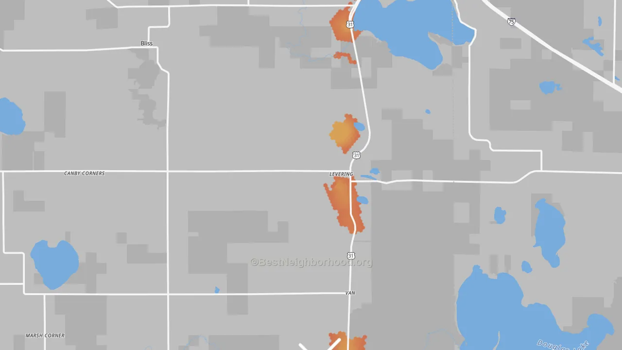 Bike Grade map of 49755, MI