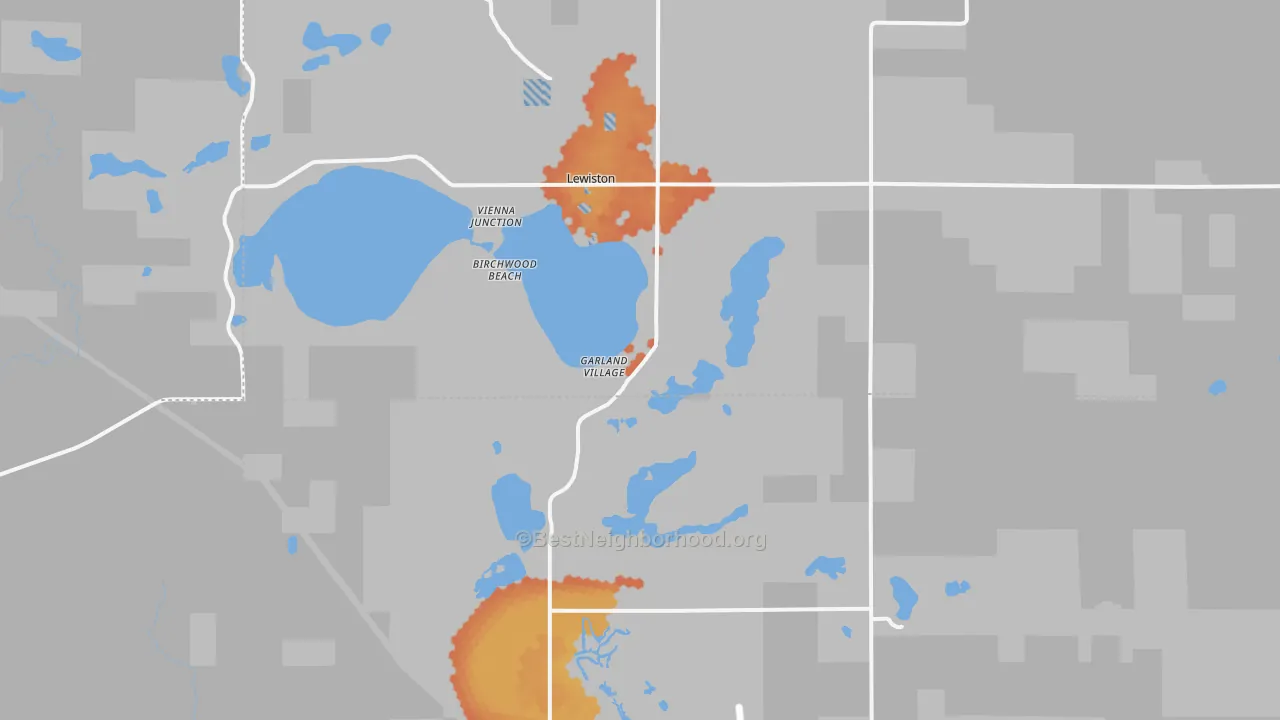 Bike Grade map of 49756, MI