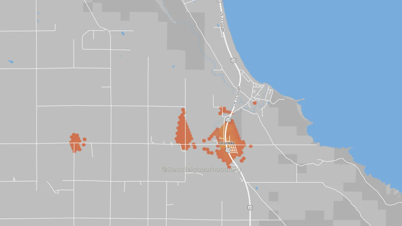 Bike Grade map of 49766, MI
