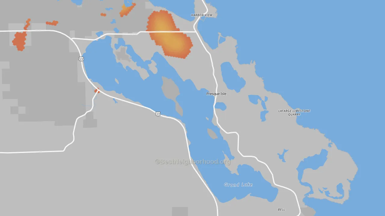Bike Grade map of 49777, MI