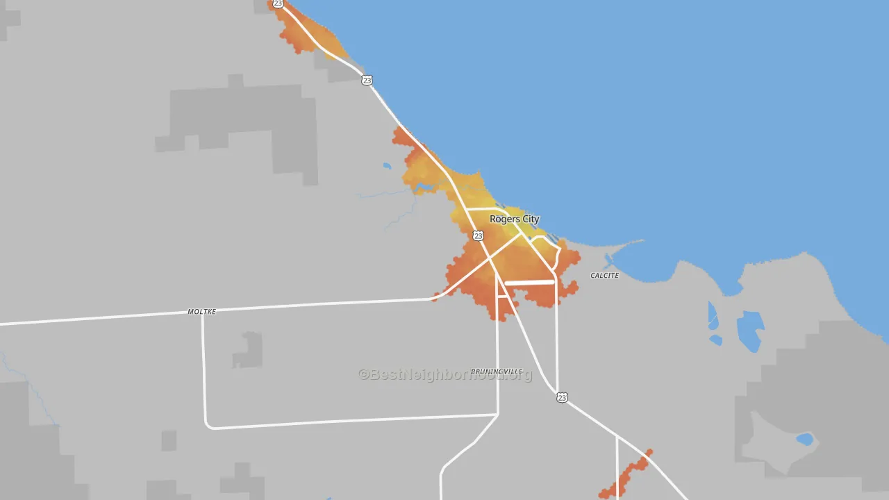 Bike Grade map of 49779, MI