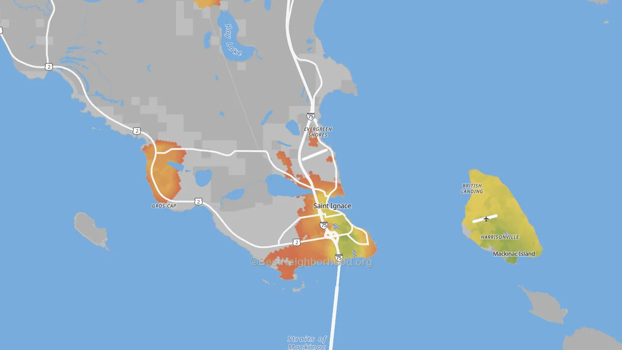 Bike Grade map of 49781, MI