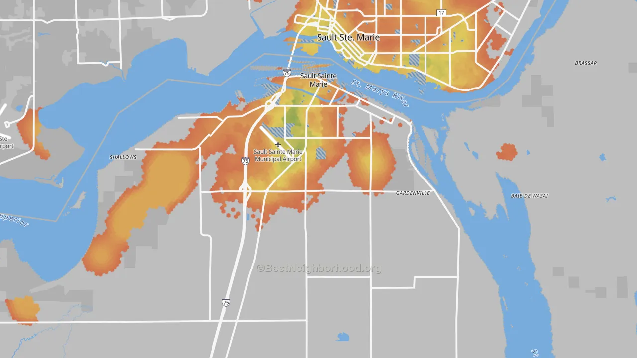 Bike Grade map of 49783, MI