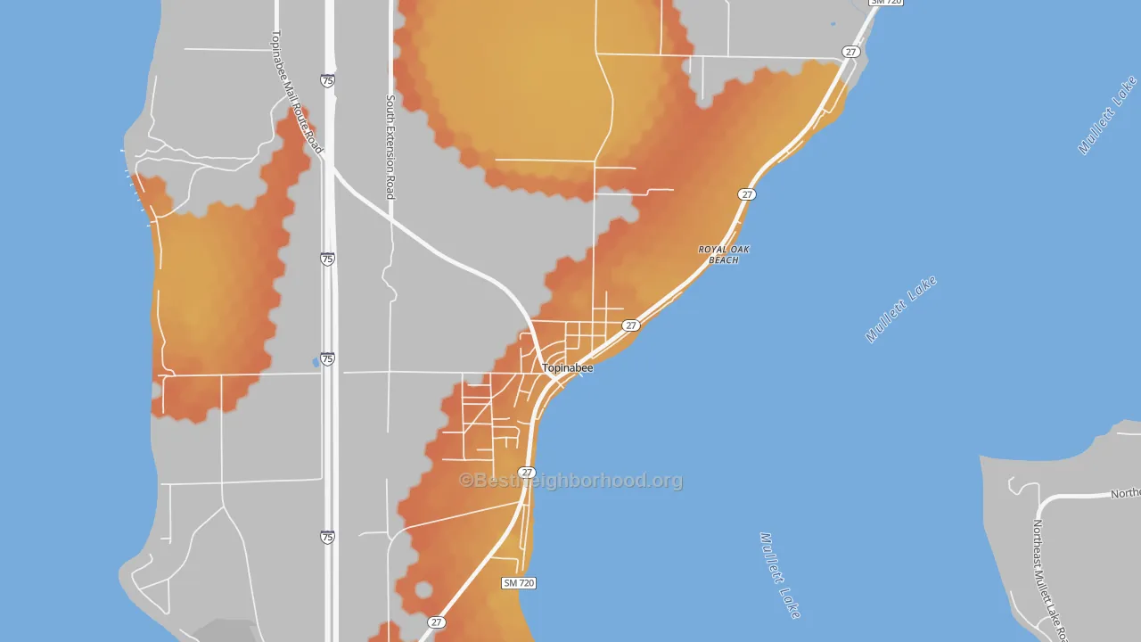 Bike Grade map of 49791, MI