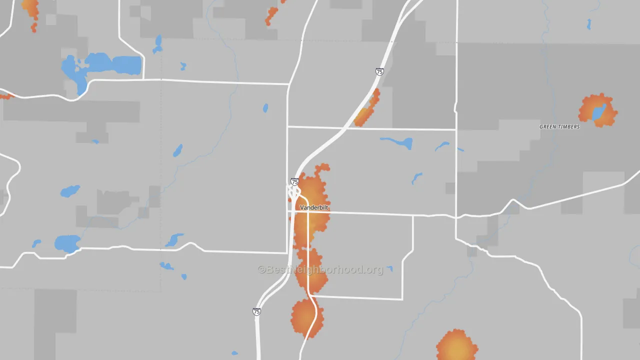 Bike Grade map of 49795, MI