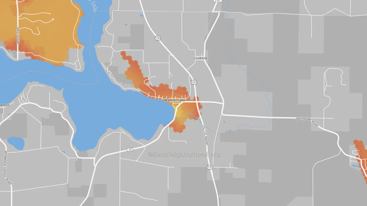 Bike Grade map of 49796, MI