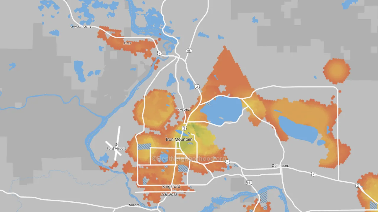 Bike Grade map of 49801, MI