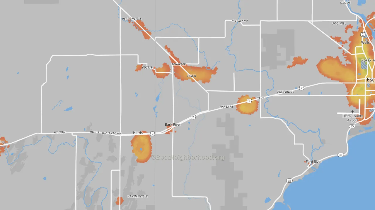 Bike Grade map of 49807, MI