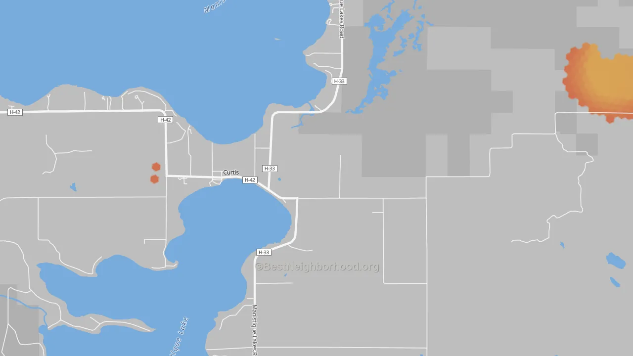 Bike Grade map of 49820, MI