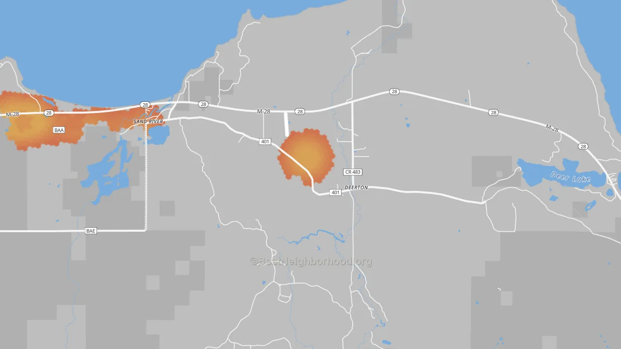 Bike Grade map of 49822, MI