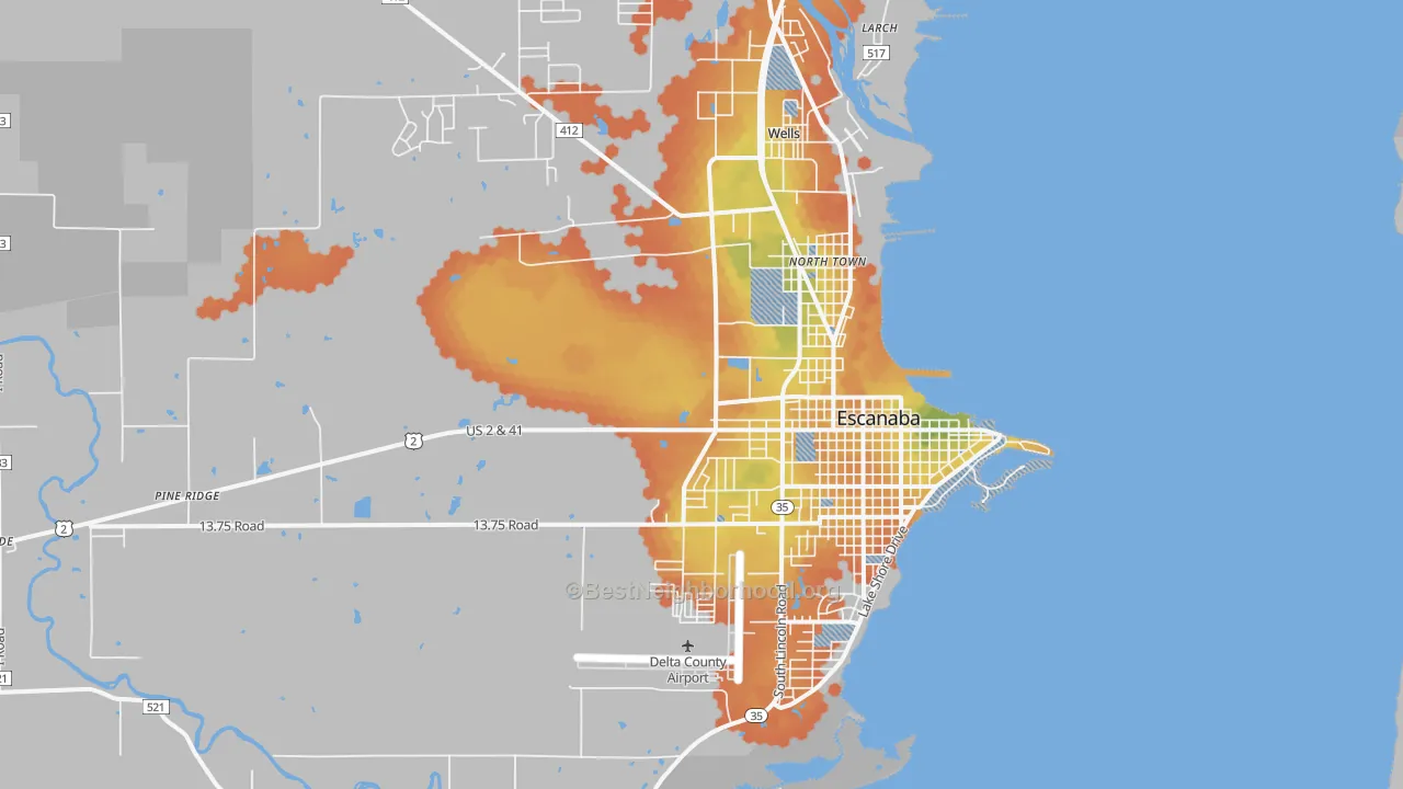 Bike Grade map of 49829, MI