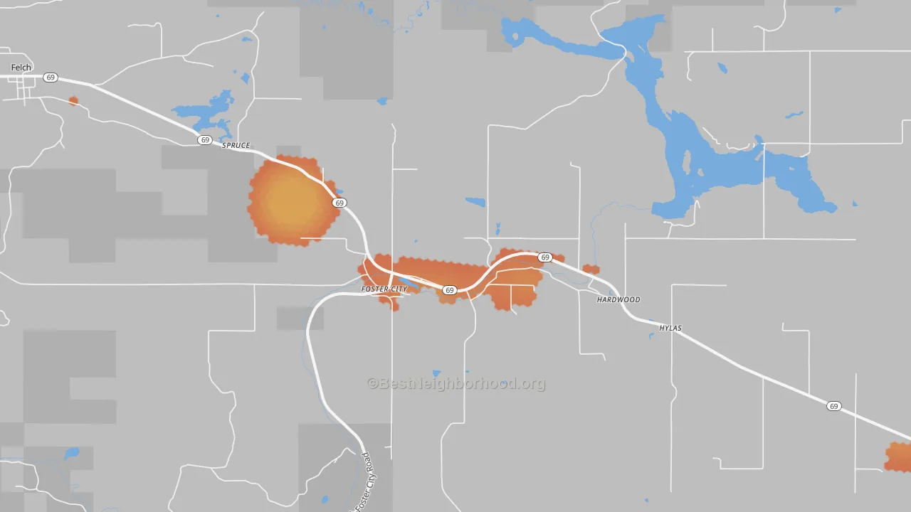 Bike Grade map of 49834, MI