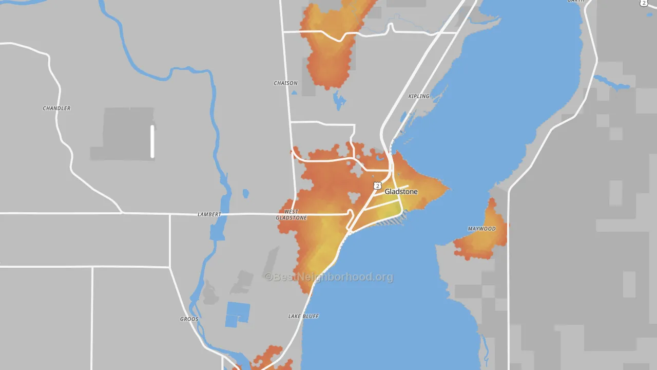 Bike Grade map of 49837, MI
