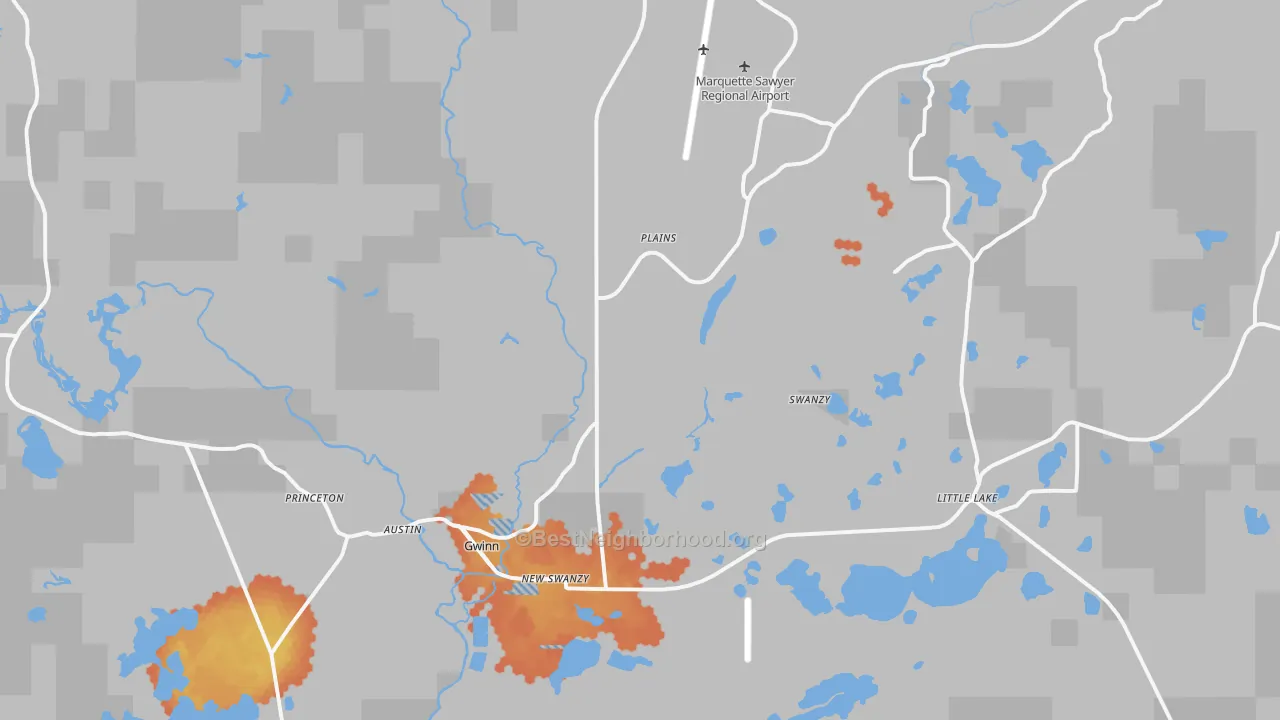 Bike Grade map of 49841, MI
