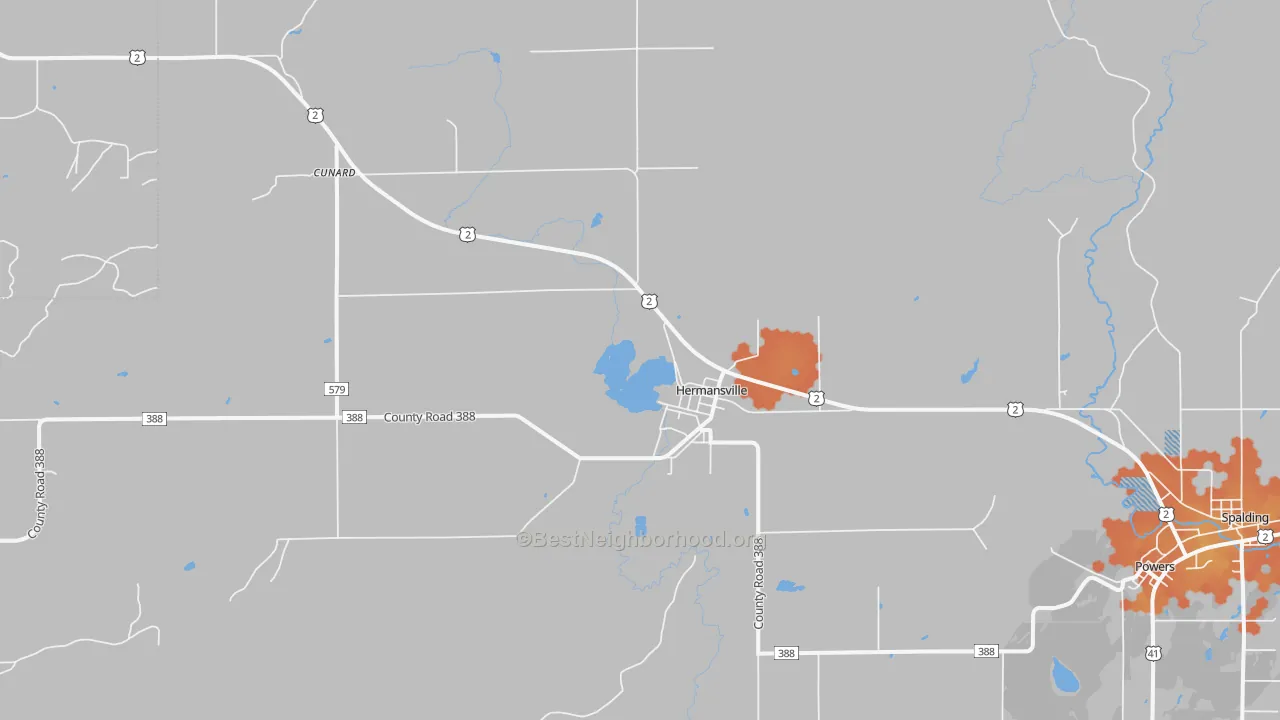 Bike Grade map of 49847, MI