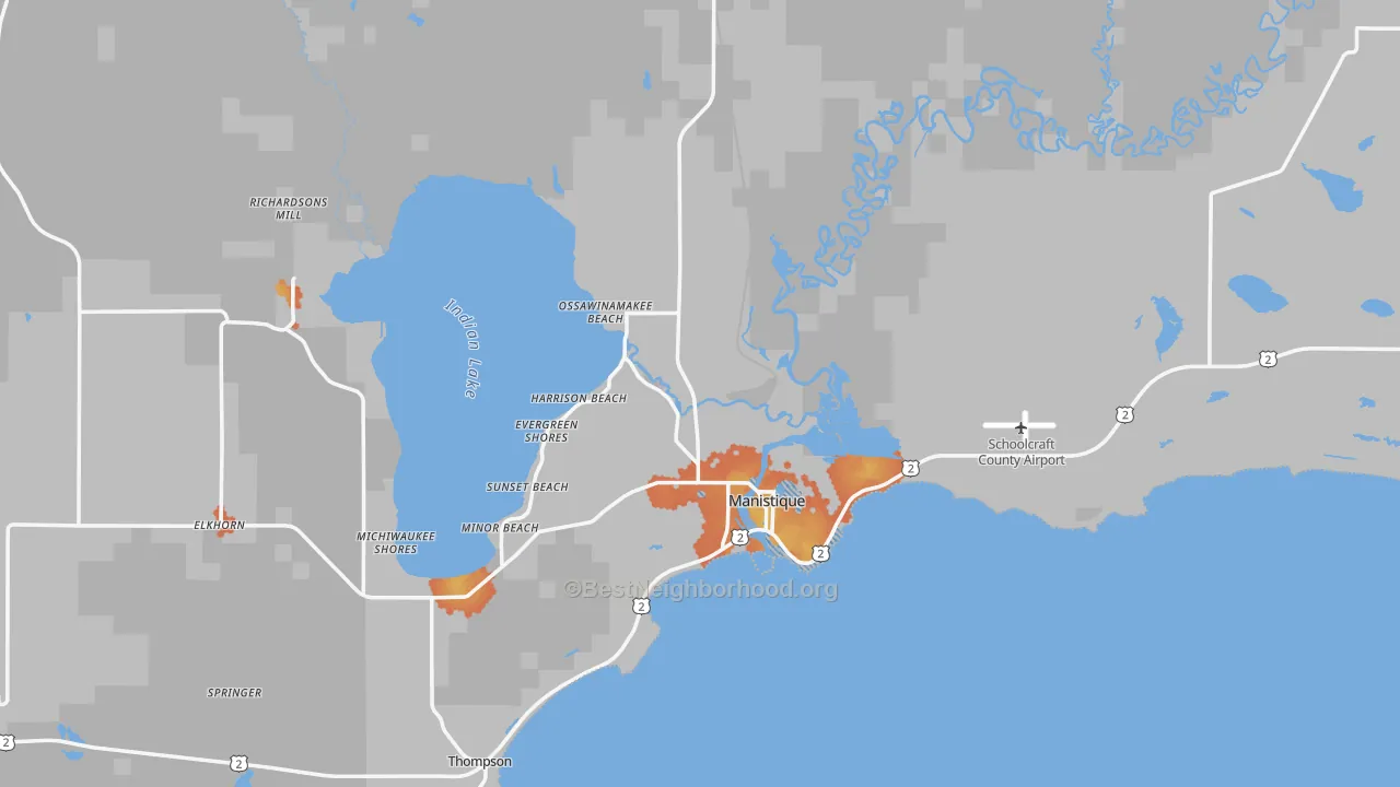 Bike Grade map of 49854, MI