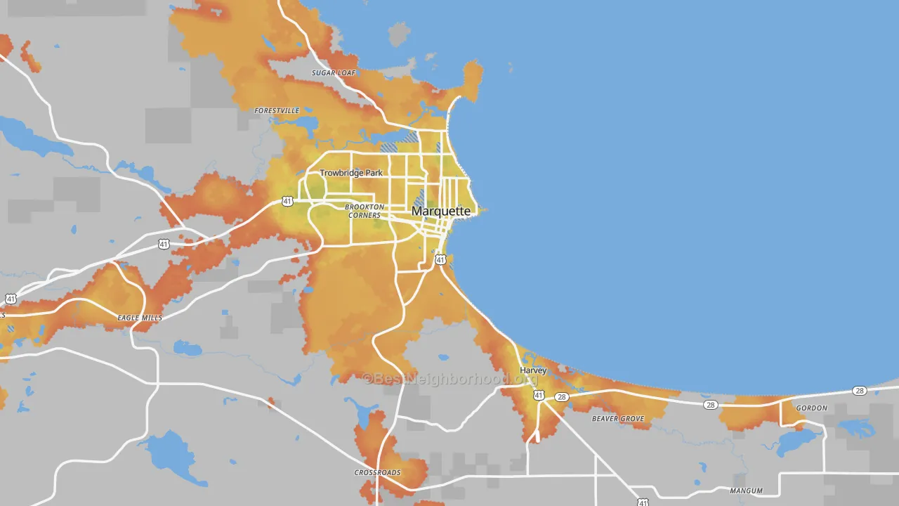 Bike Grade map of 49855, MI