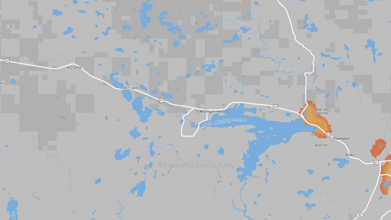 Bike Grade map of 49861, MI