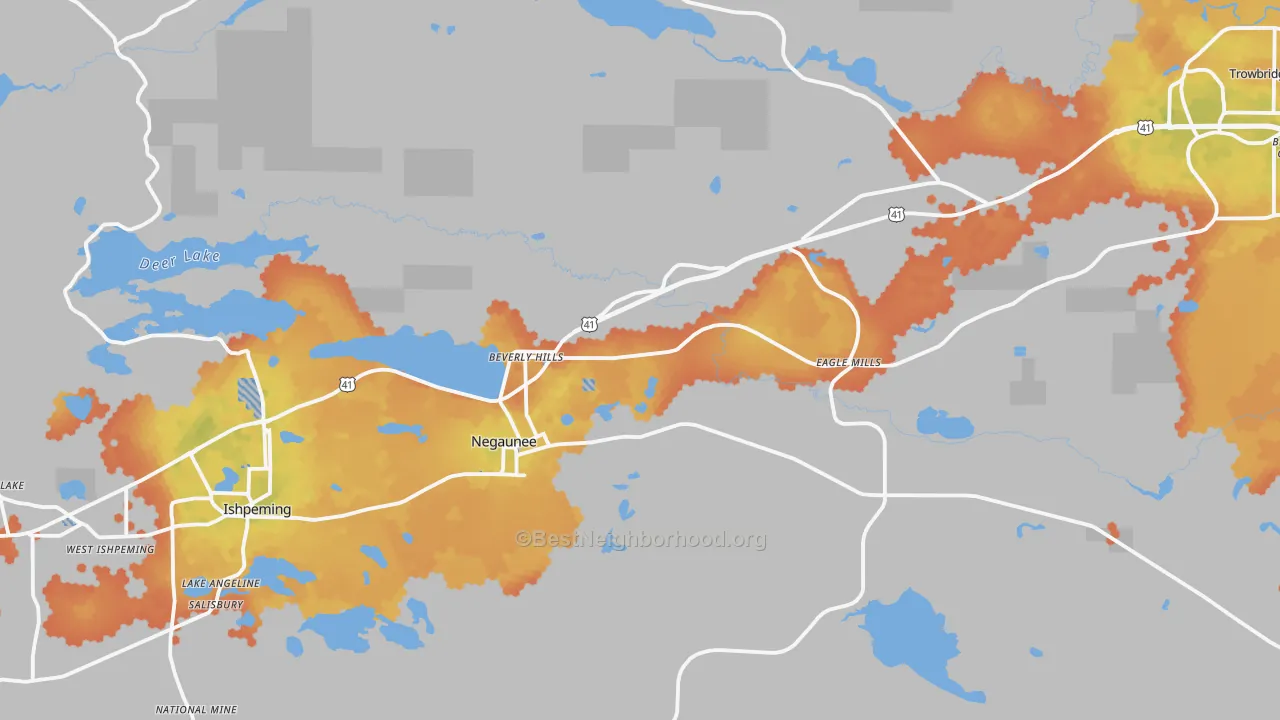 Bike Grade map of 49866, MI