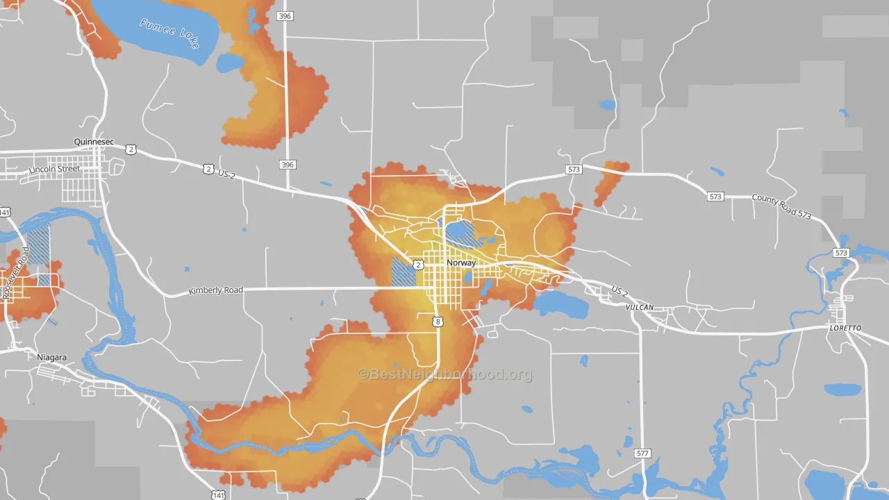 Bike Grade map of 49870, MI