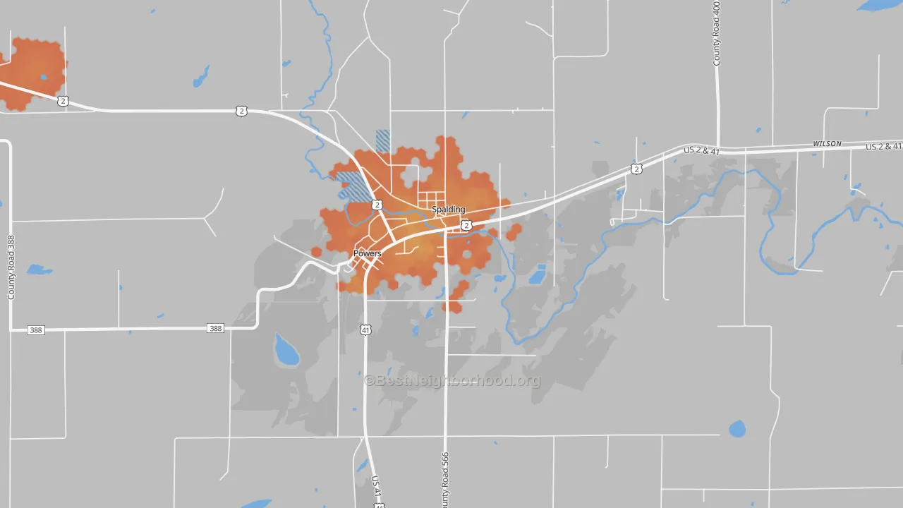 Bike Grade map of 49874, MI