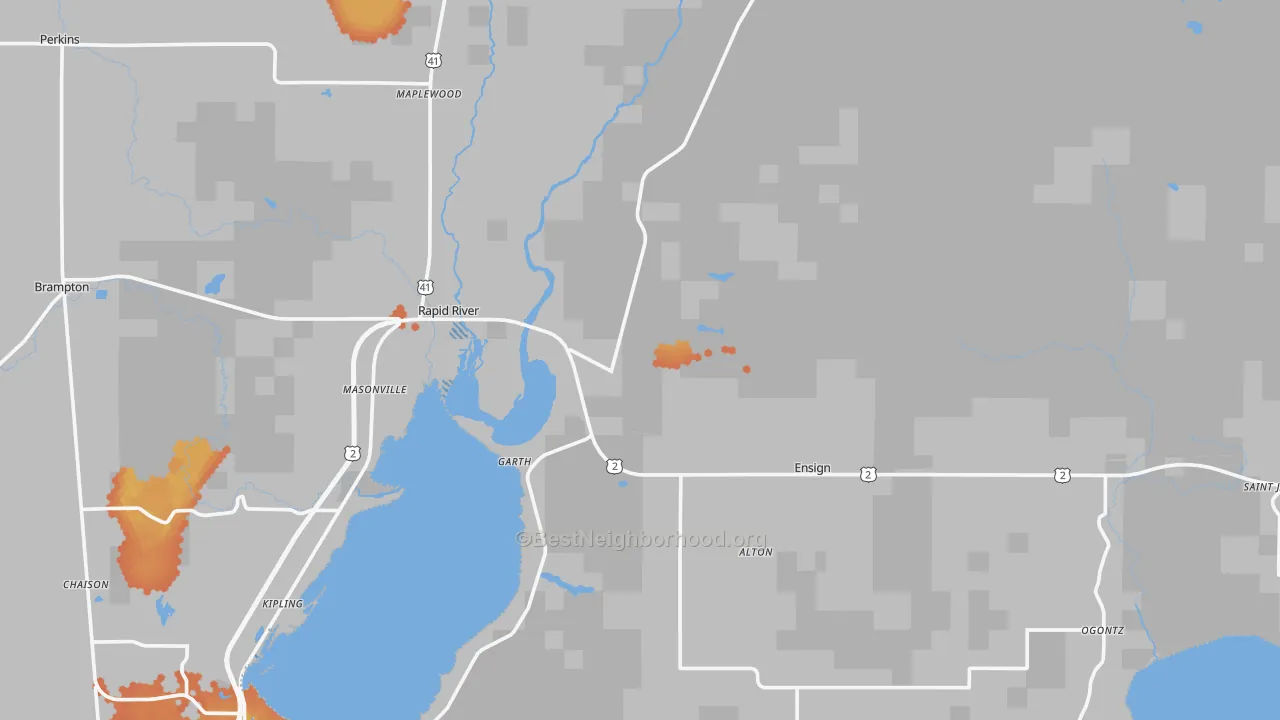 Bike Grade map of 49878, MI