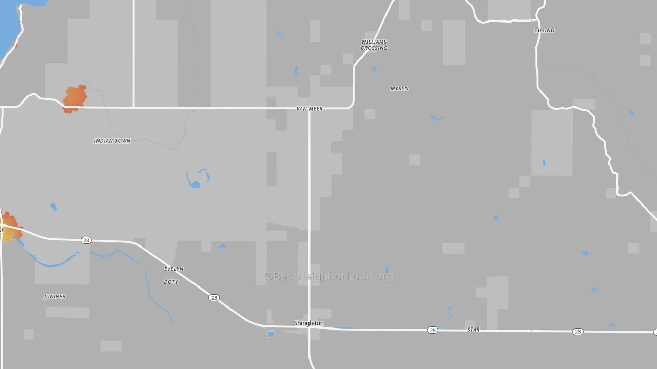 Bike Grade map of 49884, MI