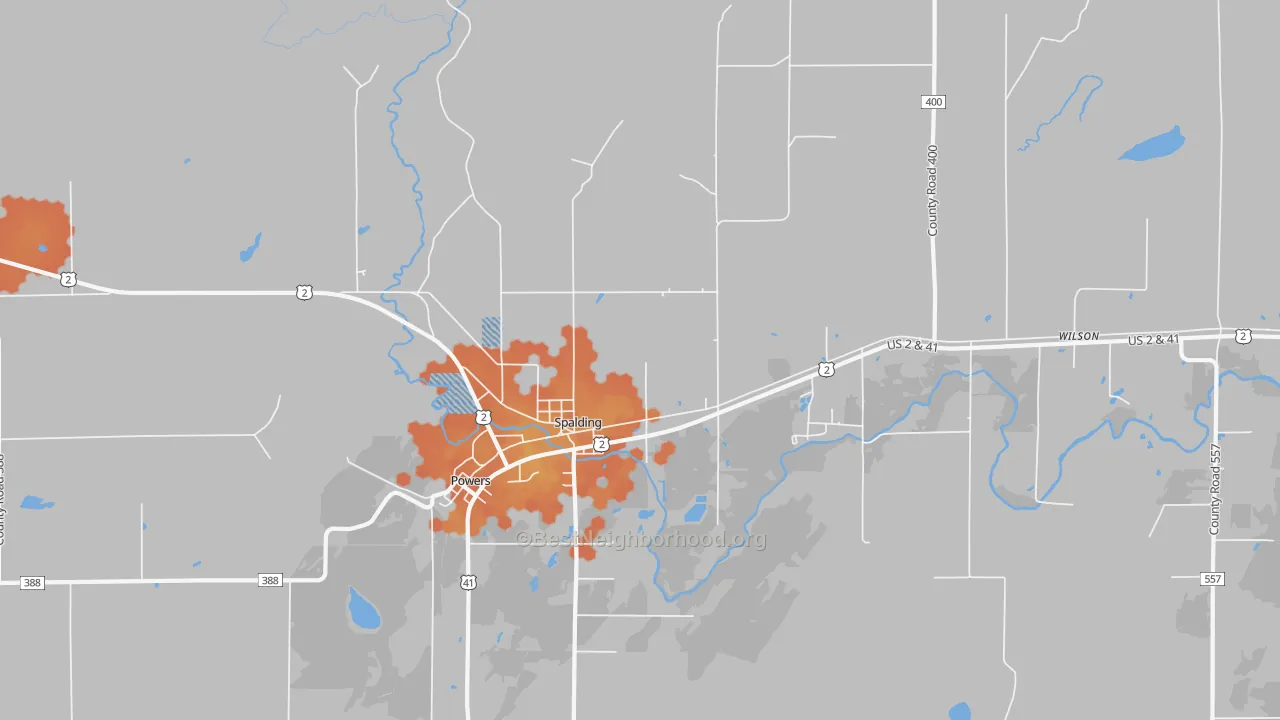 Bike Grade map of 49886, MI