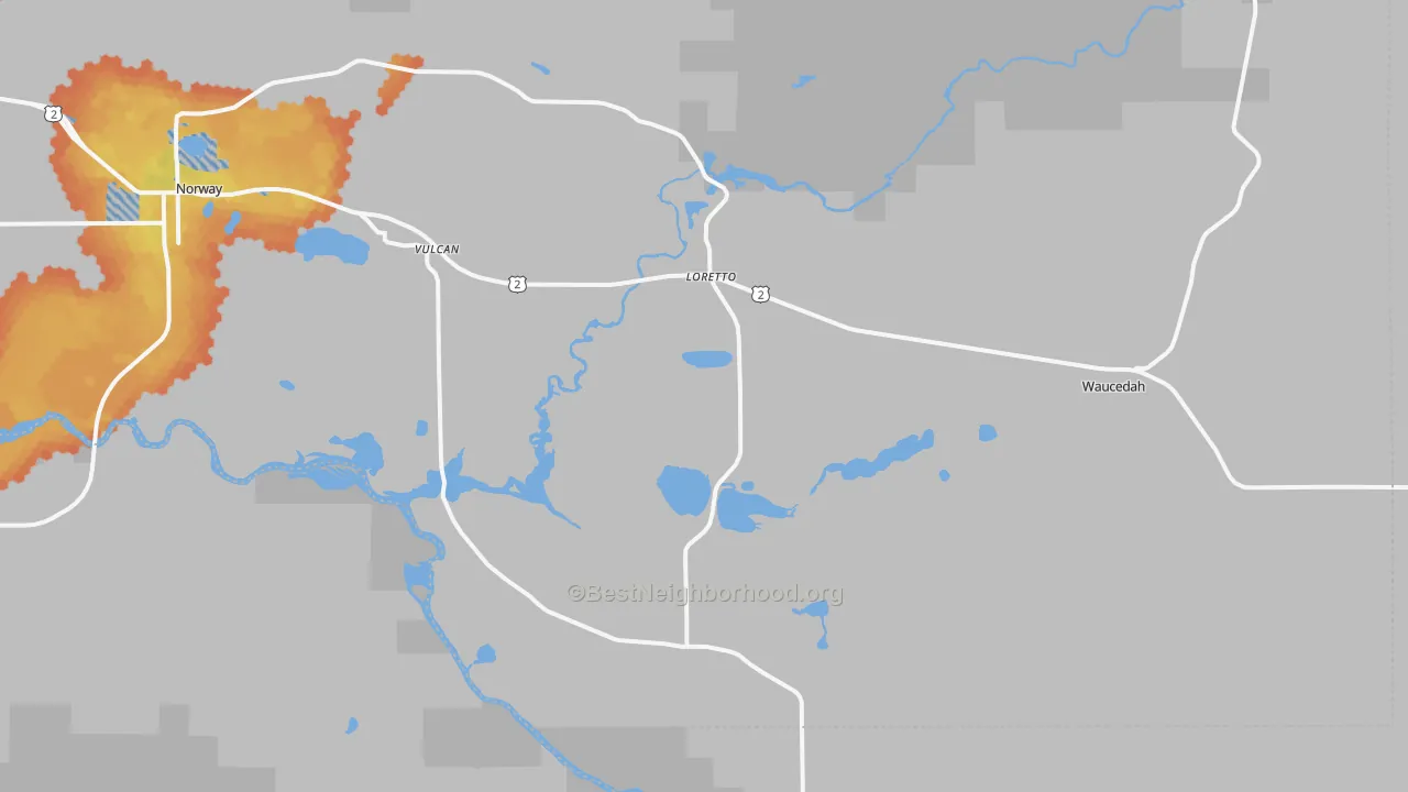 Bike Grade map of 49892, MI