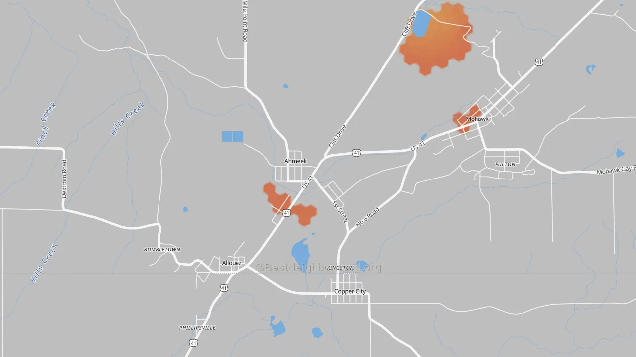 Bike Grade map of 49901, MI