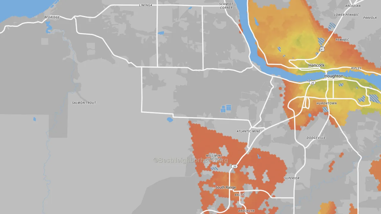 Bike Grade map of 49905, MI