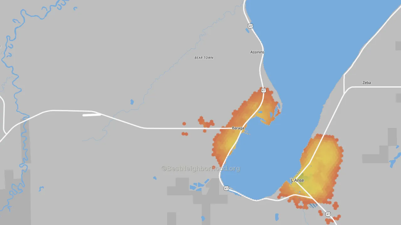 Bike Grade map of 49908, MI