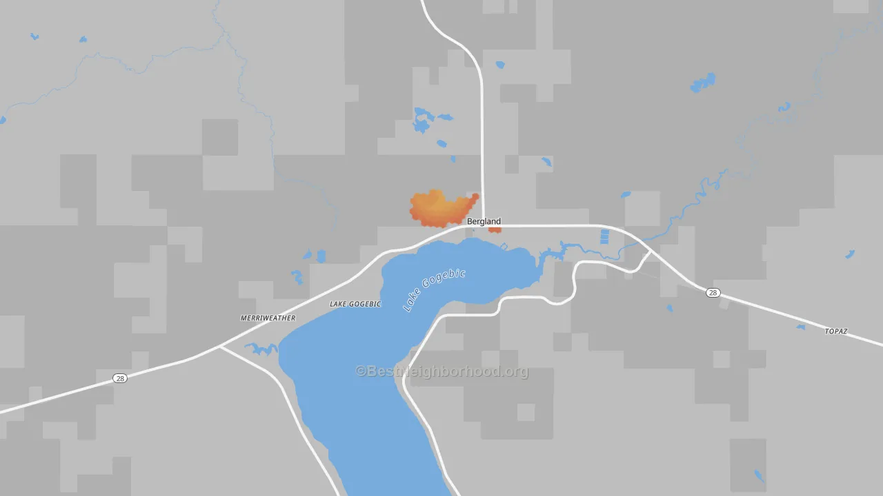 Bike Grade map of 49910, MI