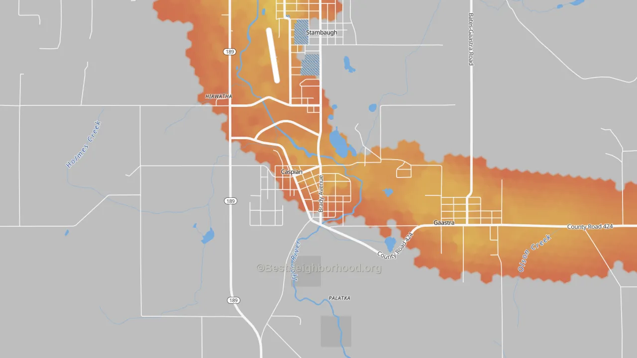 Bike Grade map of 49915, MI