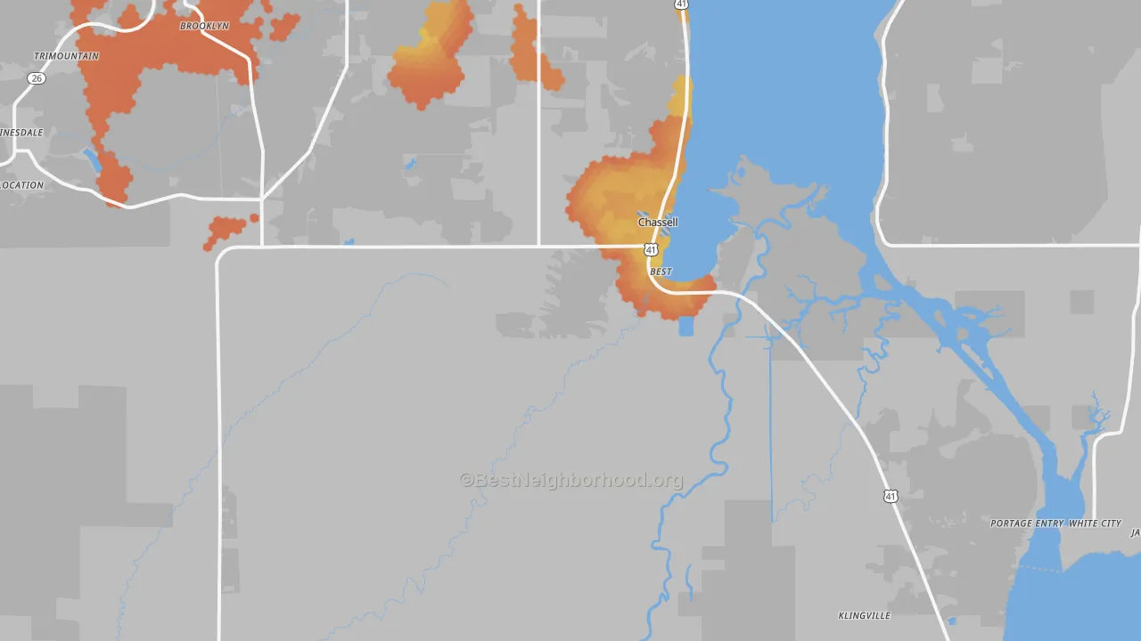Bike Grade map of 49916, MI