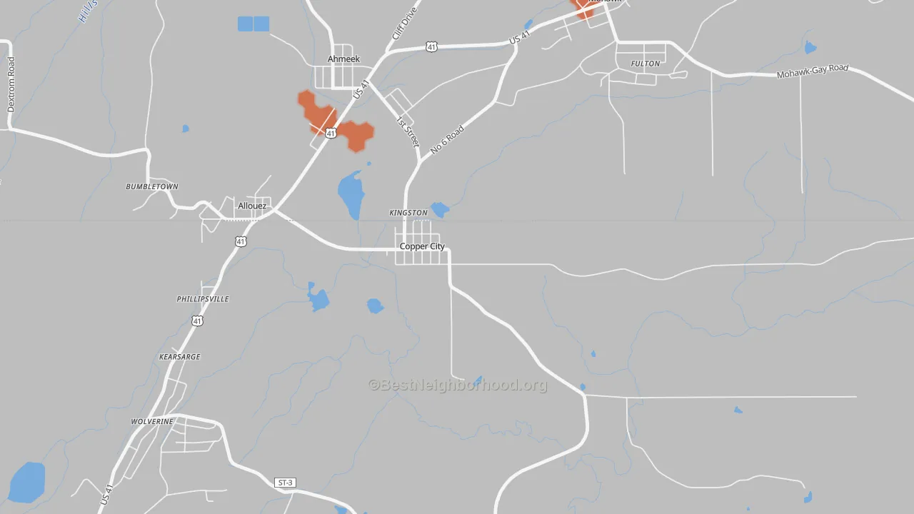 Bike Grade map of 49917, MI