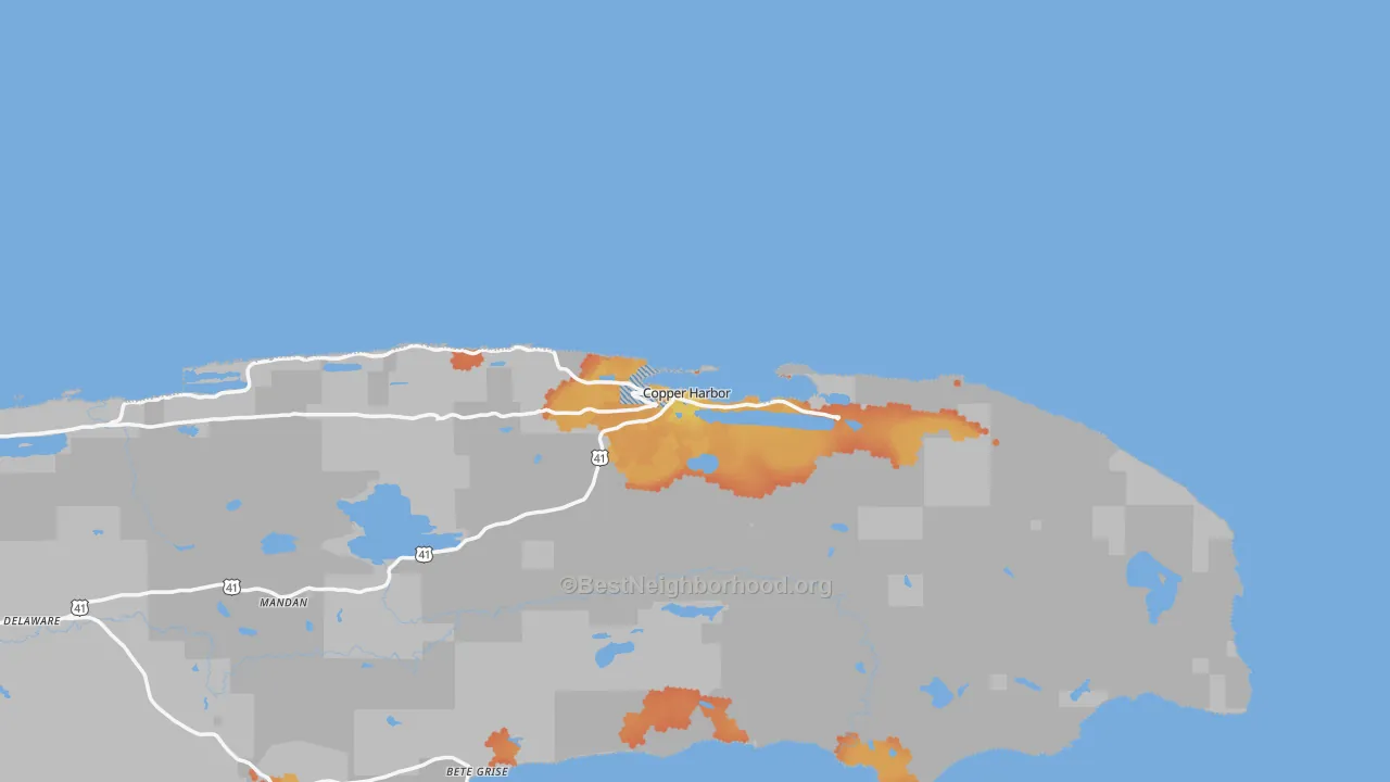 Bike Grade map of 49918, MI