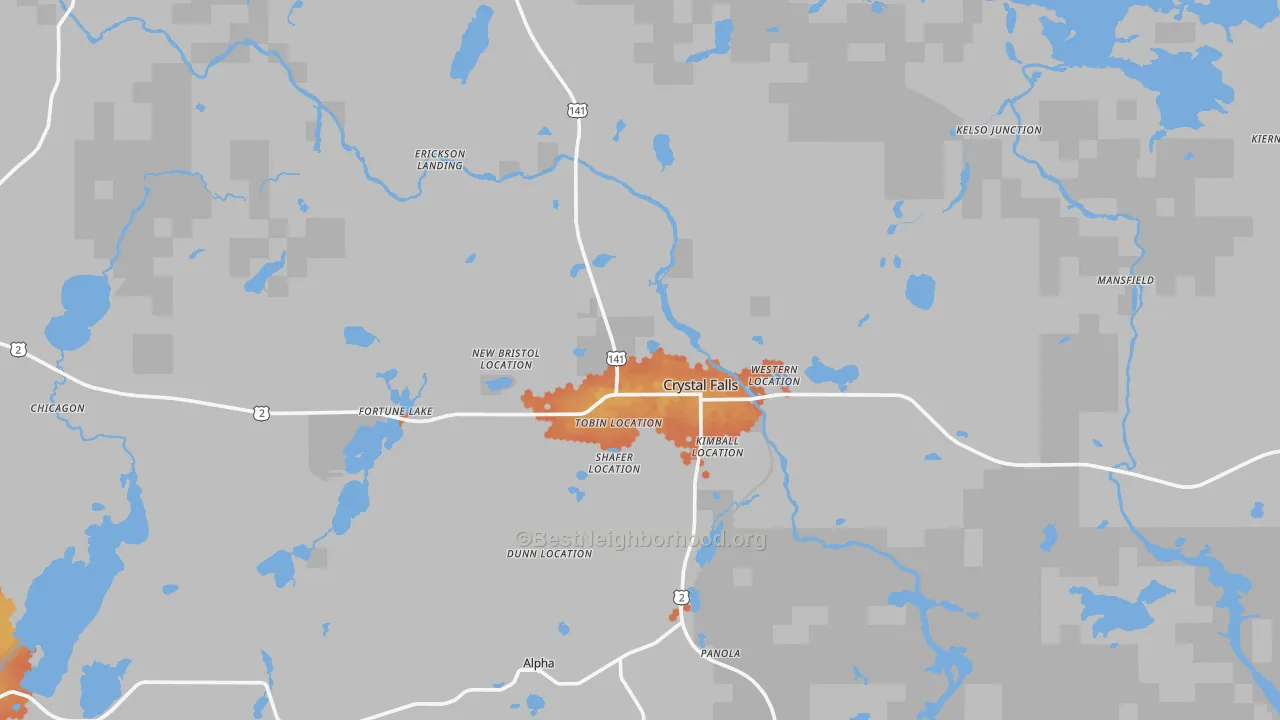 Bike Grade map of 49920, MI