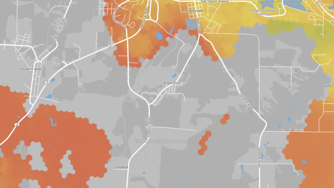 Bike Grade map of 49921, MI